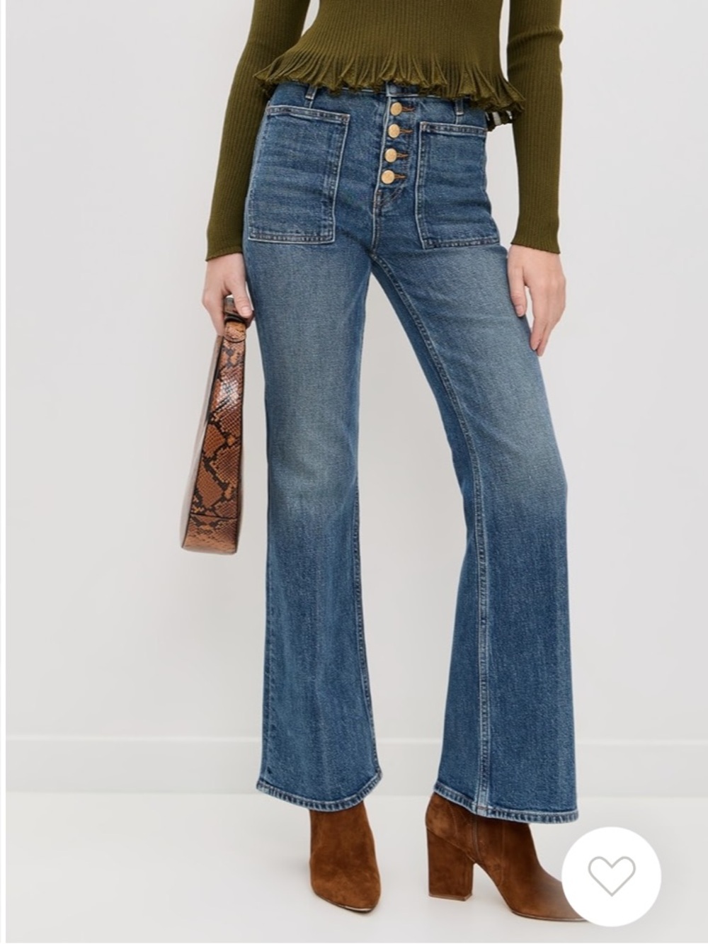 Ulla Johnson Lou High-Rise Flare Jeans in Medium Blue Wash size 25